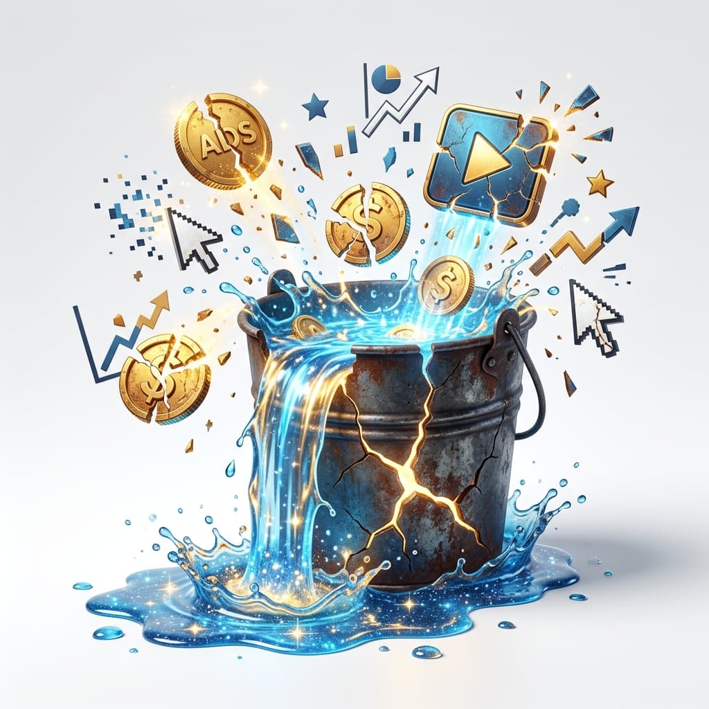 The Problem We Solve - Leaky Bucket Marketing Visual
